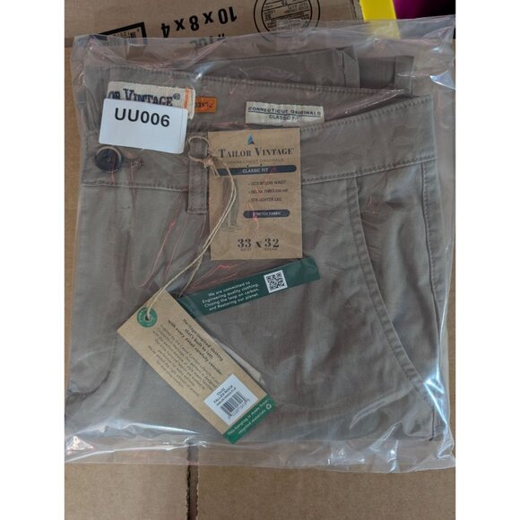 Tailor Vintage Pants Mens 33x32 Khaki Classic Fit Stretch Straight Leg - Picture 7 of 7
